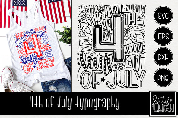 4th Fourth of July Typography SVG