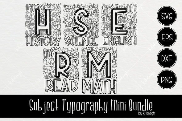Mini Subject School Typography SVG Bundle