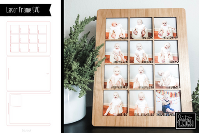Laser Cut Baby Monthly Photo Frame SVG