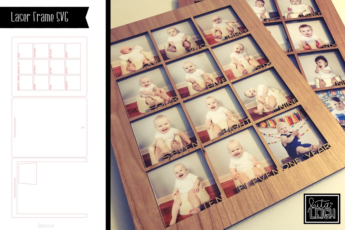 Laser Cut Baby Monthly Photo Frame SVG Kitaleigh LLC