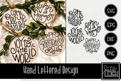 Hand Lettered Religious Christmas Rounds SVG
