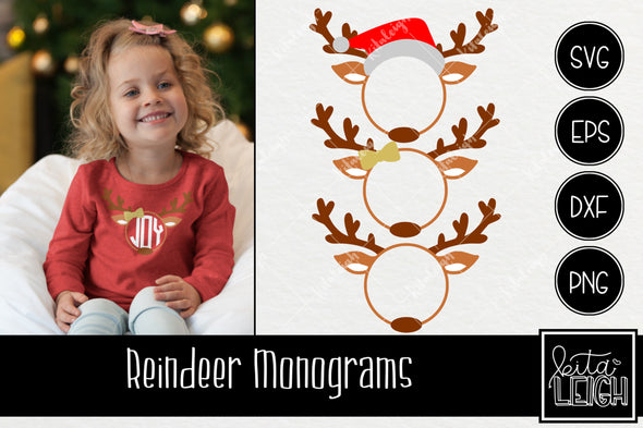 Reindeer Monogram Frames SVG