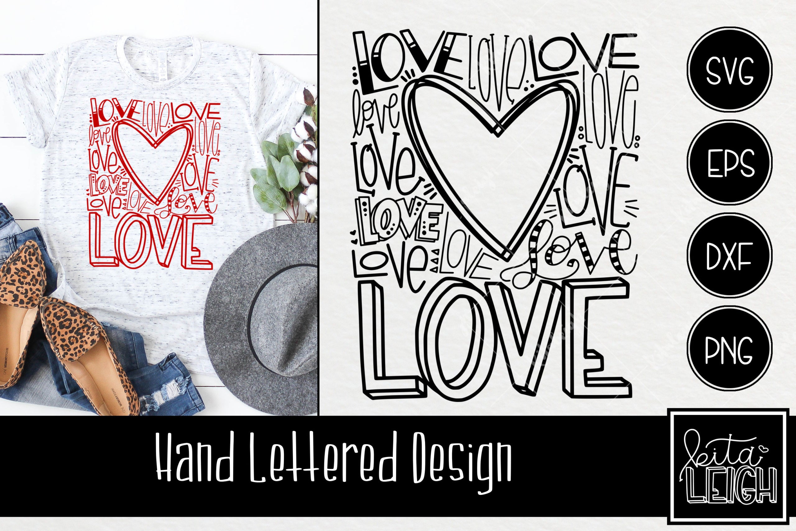 Love Heart Typography SVG