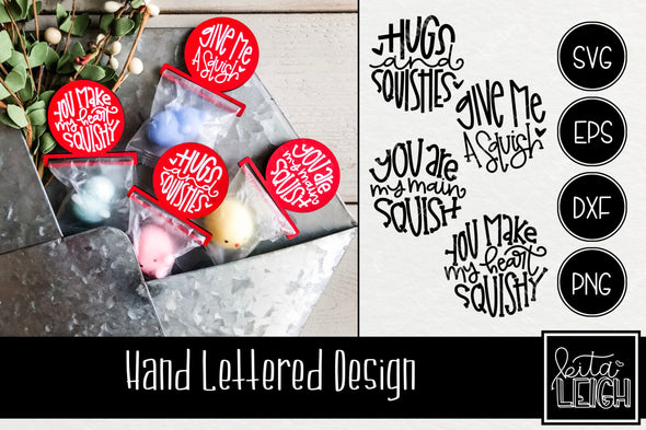 Squishy Valentines Day Hand Lettered Rounds SVG