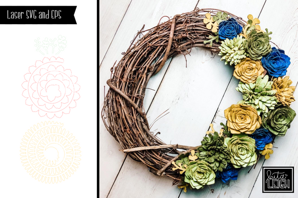 felt succulent wreath Laser Rolled Felt Succulent Flowers SVG – Kitaleigh LLC